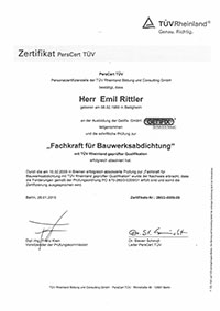 Zertifikat Bauwerksabdichtung