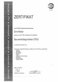 Zertifikat Bauwerksdiagnostiker