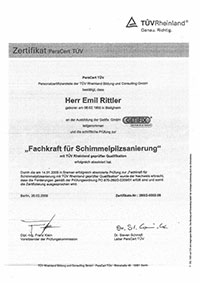 Zertifikat Schimmelpilzsanierung